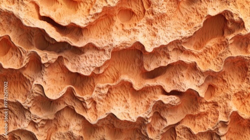 Textured Patterns of Natural Sandstone Showing Undulating Waves and Intricate Cavities in Warm Earthy Tones Ideal for Nature and Geology Themes