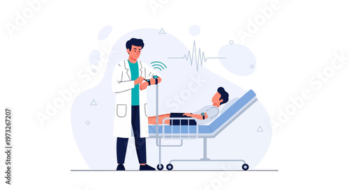 Doctor uses smartwatch for remote patient monitoring and telehealth in modern healthcare