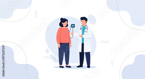 Doctor checks patient's blood pressure with a tonometer, medical examination concept
