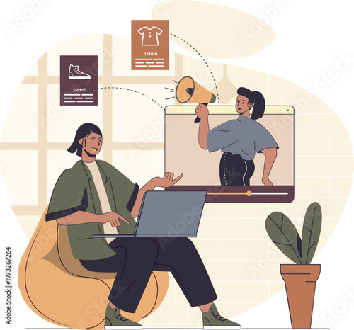 Professional using video call and virtual reality shopping experience simultaneously