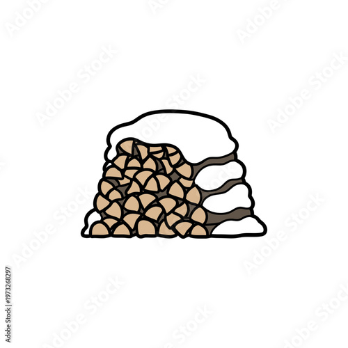 Cozy Winter Stock: A neat stack of firewood is blanketed with a gentle dusting of snow, inviting the warmth of a crackling fire on a chilly day.