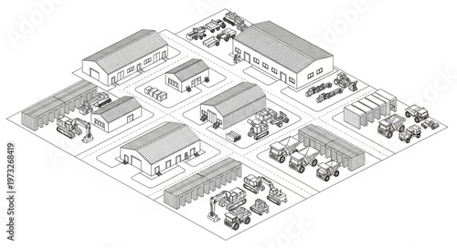 Isometric architectural city block model showing urban layout.