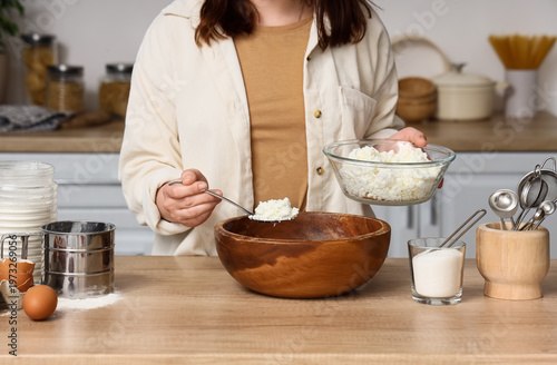 Woman preparing cottage che...