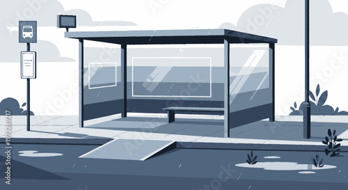 Bus Stop Shelter Structure Urban Furniture.