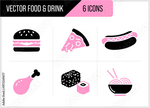 Fast Food Icon Set.