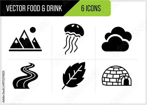 Set of 6 Nature Vector Icons.