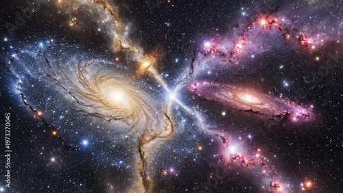 Two colliding galaxies with bright starburst in deep space