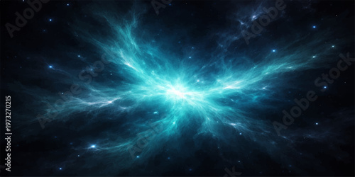 A deep blue abstract space background featuring a bright nebula and starry cosmos with glowing constellations across the dark outer universe galaxy