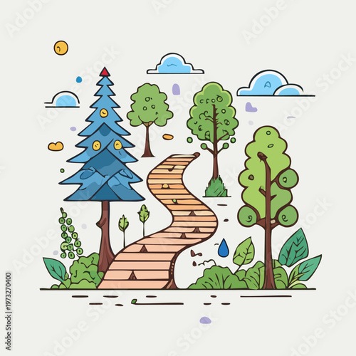 Colorful illustration of a winding pathway.