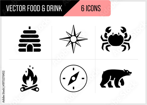 Set of 6 Outdoor Icons.