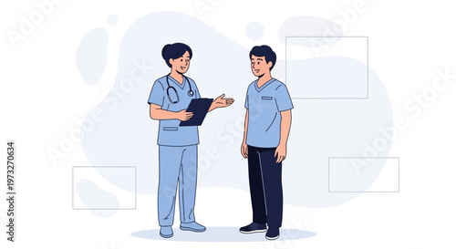 Doctor and patient discussing medical results, healthcare consultation, medical staff meeting