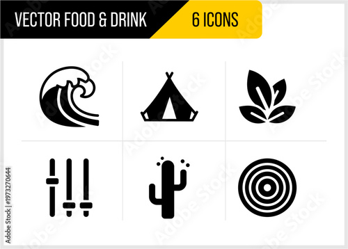 Set of 6 Flat Vector Icons.