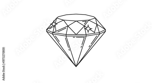 Luxury diamond vector illustration of a shiny precious gemstone jewel isolated on a white background, a brilliant crystal stone icon symbolizing wealth and treasure in a flat art style