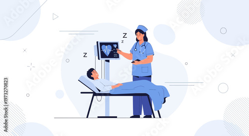 Nurse Monitors Patient Vital Signs on ECG Machine in Hospital Room