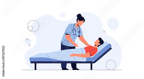Nurse Caring for Patient in Hospital Bed, Medical Care Illustration