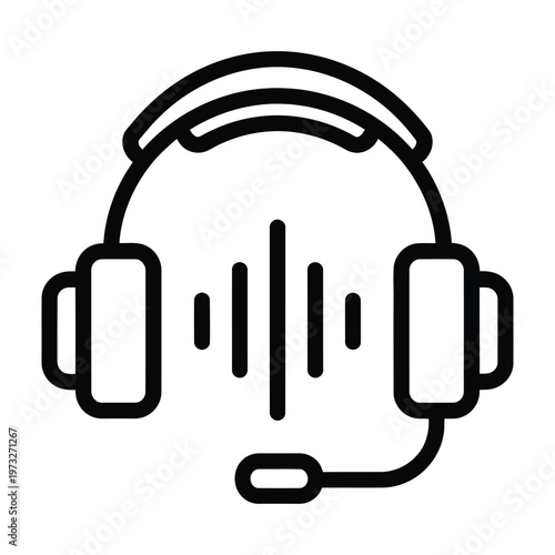 Headphones with microphone and audio sound wave icon for communication and music with customer service with contact center with online meeti