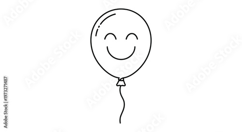 A fun 3d vector illustration of a blue helium balloon with a ribbon isolated on a white background for a birthday party celebration or Valentine's Day holiday joy