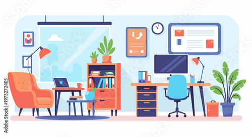 Modern Home Office Interior Design with Desk and Chair 1.