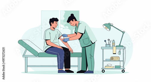 Medical Professional Examining Patients Arm in Clinic Setting.