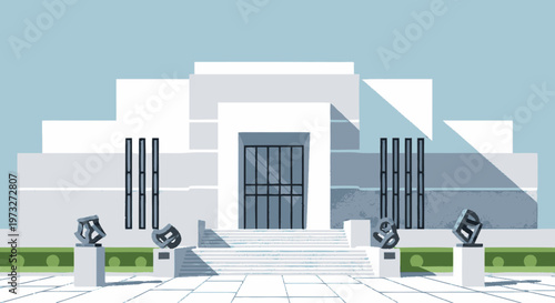 Modern White Building Entrance Structure.