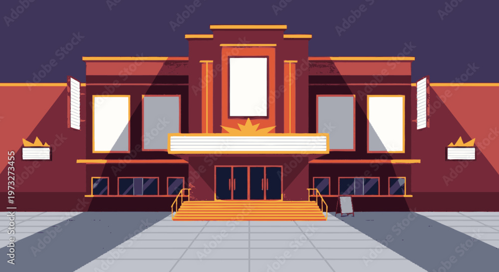 Fototapeta premium Theater Building with Orange Entrance.