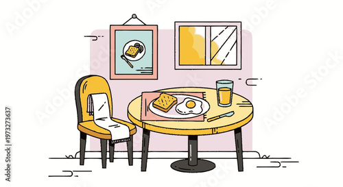 Yellow chair beside small round table.