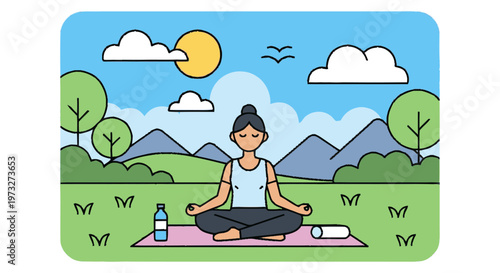 Woman Sitting in Yoga Position Outdoors.