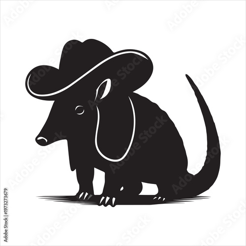  Cute armadillo in a cowboy hat.