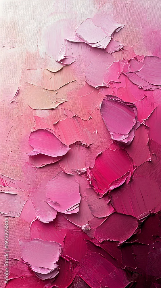 Obraz premium A dynamic arrangement of textured oil paint strokes features light pink and magenta hues creating a tactile surface