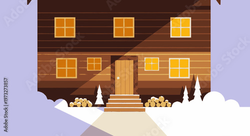 Brown Wooden House with Stairs.