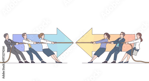Business People Pulling Rope Conflict.