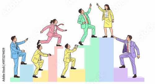 Business People Climbing Growth Chart.