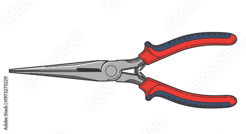Precision Long Nose Pliers with Red and Blue Grips - Tool