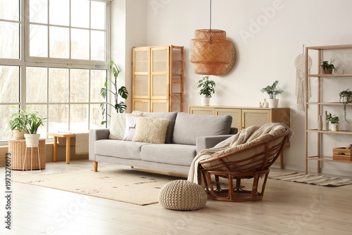 Comfortable beige sofa and ...