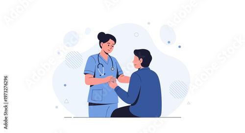 Nurse examining patient's arm, medical consultation, healthcare concept