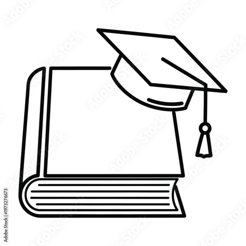 Graduation cap on stack of books representing education and academic achievement vector with higher education with learning process