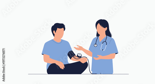 Nurse checking patient's blood pressure, medical check-up, healthcare concept