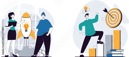 Team brainstorming and achieving goals through focused effort and planning