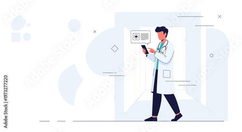 Doctor using smartphone for medical consultation, digital health concept