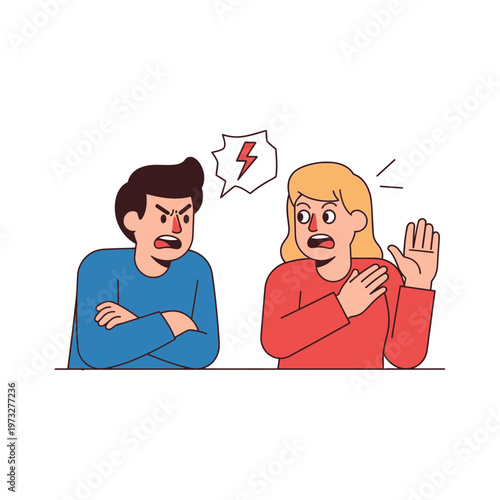 Angry Couple Arguing About Relationship Problems, Conflict and Misunderstanding
