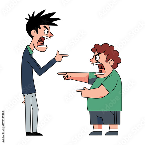 Angry Men Arguing and Pointing Fingers, Conflict and Disagreement