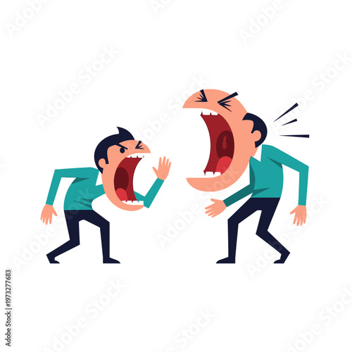 Angry People Arguing and Shouting Loudly, Conflict and Disagreement Cartoon