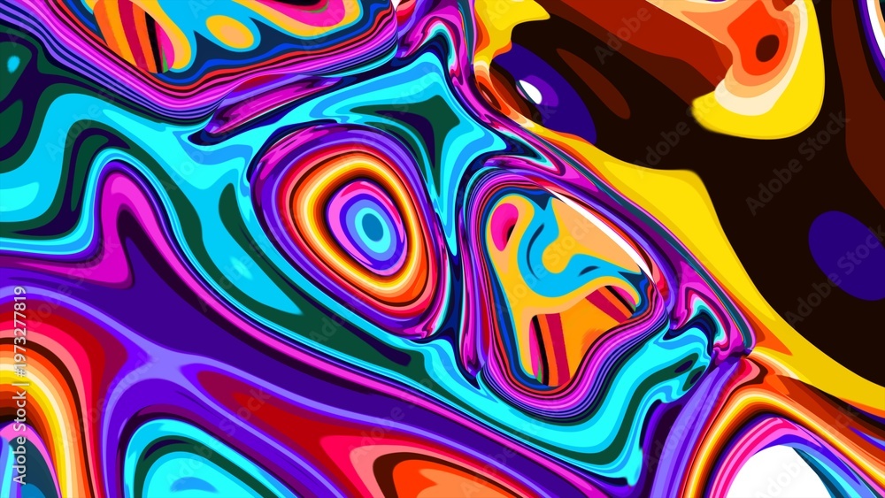 Fototapeta premium Vibrant abstract fluid art with bold colorful swirls and patterns