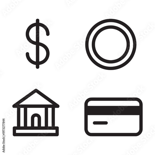 Financial symbols and banking icons for ecommerce and money management.