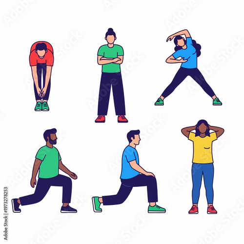 Diverse People Exercising, Stretching, and Warming Up Together