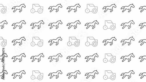 Dynamic horse illustration in a repeating pattern elegant equine silhouette in motion showcasing grace and freedom with clean minimalist vector graphics against a white background