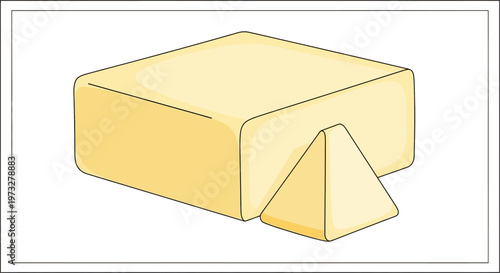 Butter block with corner cut off.