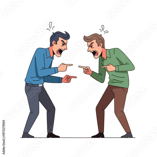 Two Angry Men Arguing and Accusing Each Other with Finger Pointing