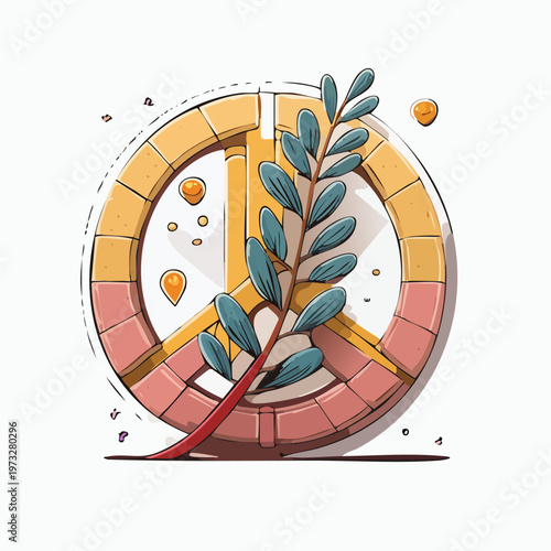 Olive branch in peace sign symbol.
