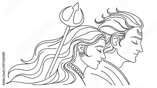 Divine embrace of Shiva and Parvati, symbolizing eternal love and spiritual union